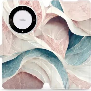 Pouzdro na mobilní telefon Flipové pouzdro Mobiwear - Honor Magic5 Lite 5G - VP33S Růžový a zelenkavý mramor (Knížkové flip pouzdro, obal, kryt na mobil Honor Magic5 Lite 5G - VP33S Růžový a zelenkavý mramor, materiál Umělá kůže + TPU - ochrana 360°, stojánek, silikonová vanička,)