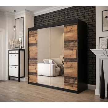 Šatní skříň Dvoudveřová šatní skříň ORISA 2 - šířka 200 cm, černá / old style