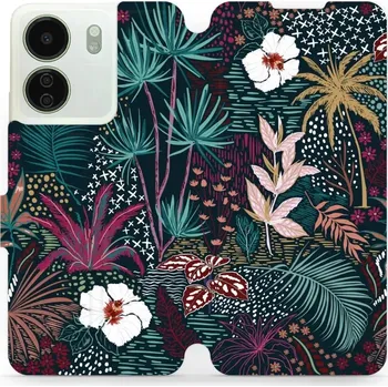 Pouzdro na mobilní telefon Flipové pouzdro Mobiwear - Xiaomi Redmi 13C - VP13S Temná flóra (Knížkové flip pouzdro, obal, kryt na mobil Xiaomi Redmi 13C - VP13S Temná flóra, materiál Umělá kůže + TPU - ochrana 360°, stojánek, silikonová vanička, magnetické zavírání)