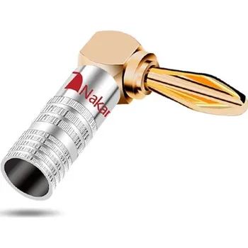 Krokosvorka Banánek úhlový 4mm Nakamichi červený pozlacený šroubovací