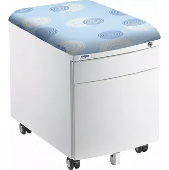 Zásuvkový kontejner Kontejner Mayer bílý - potah modrý s kruhy