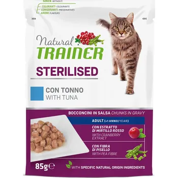 Krmivo pro kočku 12x85g Tuňák Adult Sterilised Natural Trainer wet cat
