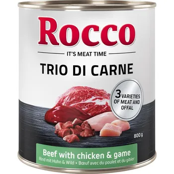 Krmivo pro psa 6x800g Rocco Classic Trio di Carne - hovězí, kuřecí a zvěřina