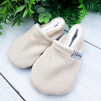 Kojenecké oblečení Kulišárny Nízké capáčky barefoot s fleesem WAFLE CAPPUCCINO VELIKOST: 4 délka stélky: 14cm