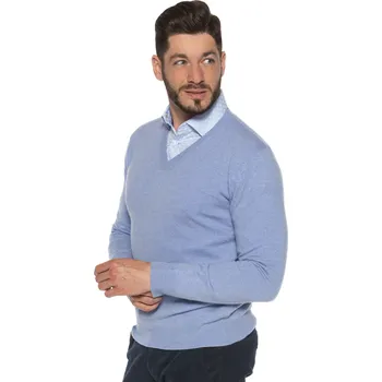 Pánský svetr Duuree.cz Kašmírový svetr Cristiano Barva: Světle modrá, Velikost: L