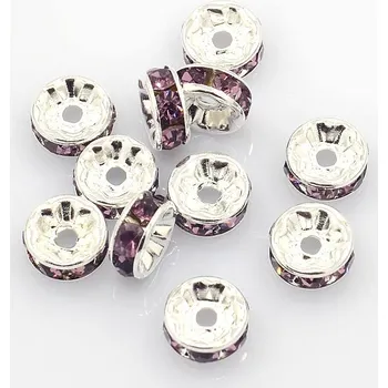 Dětské navlékací korálky Štrasové 4 mm rondelky Light Amethyst kvalita A (10 kusů)