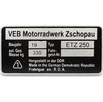 Motor pro motocykl Štítek rámu MZ ETZ 250