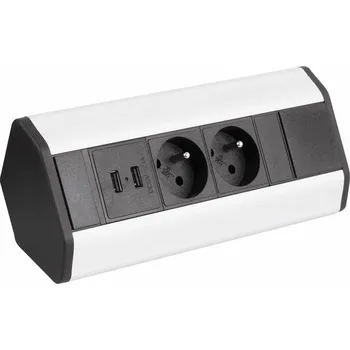 Elektrická zásuvka Design light CORNER 2x230V 2xUSB nabíjení / hliník