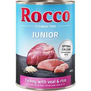 Krmivo pro psa 24x400g Rocco Junior - krůtí s telecími srdci a rýží