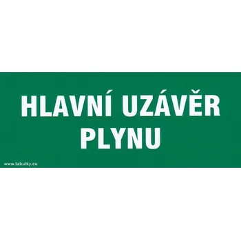 tabulka - HLAVNÍ UZÁVĚR PLYNU, samolepicí