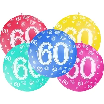 PartyDeco Jumbo balon závěsný číslo 60 pastelový mix barev, 1 m
