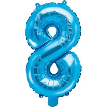 Balónek PartyDeco Fóliové číslo 8 modré, 35 cm