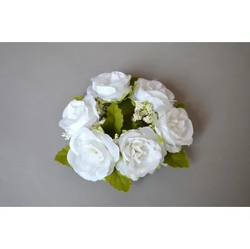 umělá květina Věneček bílé růže, 10 cm