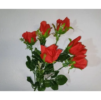 umělá květina Růže s 6 květy, červená
