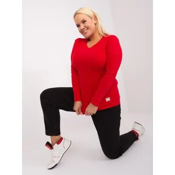 Dámská halenka Dámská halenka s kulatým výstřihem plus size BEVA červená