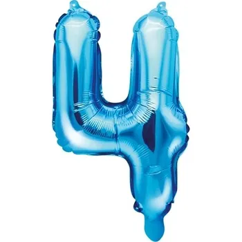 Balónek PartyDeco Fóliové číslo 4 modré, 35 cm