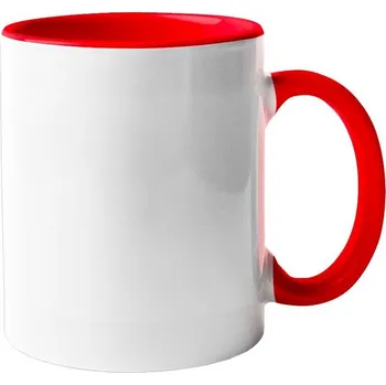 AveTech Bílý keramický hrnek s červeným uchem a vnitřkem