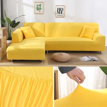 Napínací potah Jednobarevné napínací potahy na sedačku Mrhome Barva: žlutá, Velikost: Trojkřeslo 190 - 230 cm