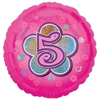 Amscan / Reithmüller Balonek fóliový číslo 5 růžový, 43 cm