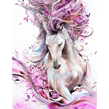 Diamantové malování Diamantové malování - Kůň v růžové - č. 666 40x50 cm