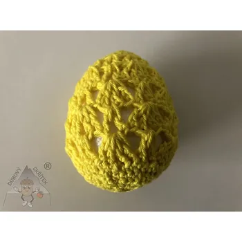 Velikonoční dekorace Dubový skřítek Velikonoční vajíčko tmavě žluté ručně háčkované