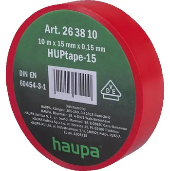 Izolační páska 263810 Páska izolační PVC 15 mm x 10 m, červená, Haupa