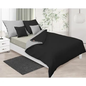 Povlečení Matex | Dvoubarevné povlečení bavlněný satén - černošedé 140x200, 70x90