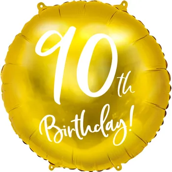 PartyDeco Balonek fóliový číslo 90 zlatý, 45 cm