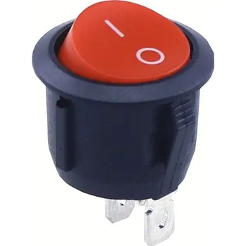 vypínač Kolébkový vypínač kulatý KCD1, 15mm, 250V/3A, 2-pin, červený