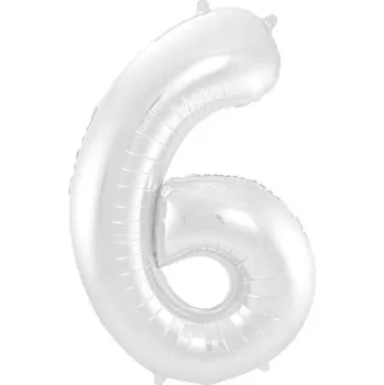 Balónek Folat Fóliové číslo 6 bílé, 86 cm