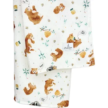 Dětská deka Mimilove Mušelínová plenka 100x100 cm Méďa