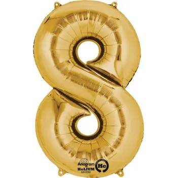 Balónek Amscan / Riethmüller Fóliové číslo 8 zlaté, 88 cm