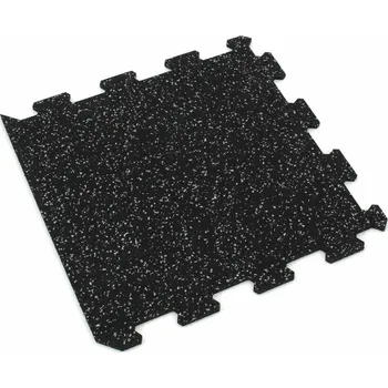 Rohožka Černo-šedá gumová podlahová deska (puzzle - okraj) FLOMA FitFlo SF1050 - délka 47,8 cm, šířka 47,8 cm, výška 0,8 cm