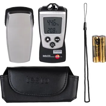 Teploměr s vlhkoměrem testo 610, Popis: Včetně pouzdra na opasek, ochranné krytky, zápěstního řemínku a baterií