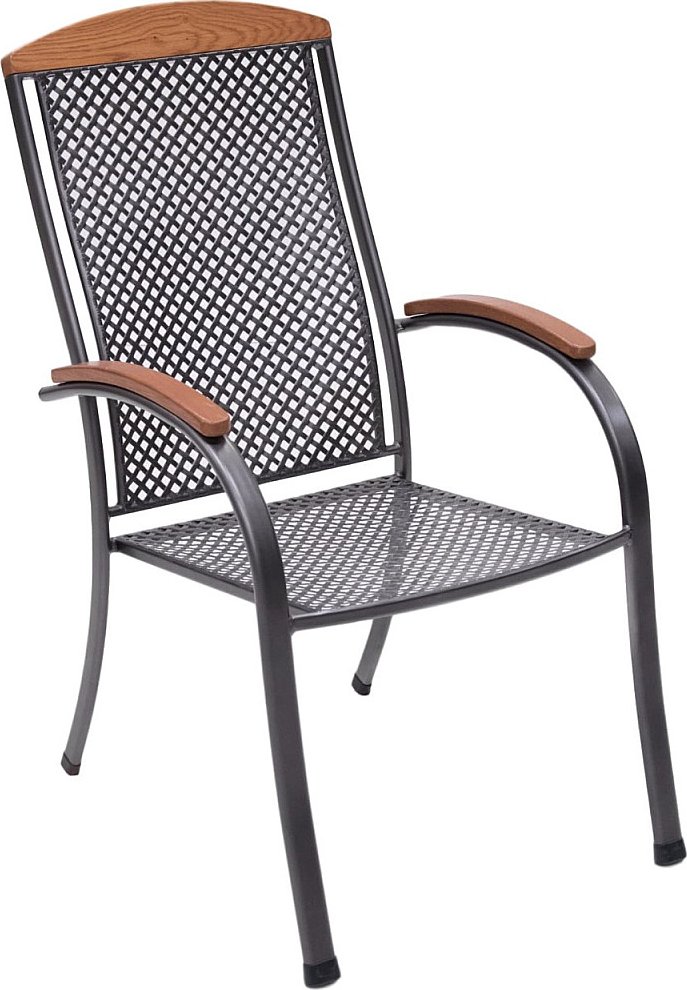 Kovové křeslo s dřevěnými područkami PROVENCE