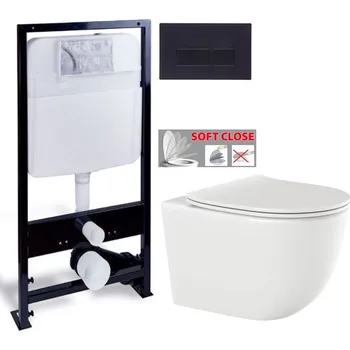 Klozet PRIM předstěnový instalační systém s černým tlačítkem 20/0044+ WC INVENA TINOS + SEDÁTKO PRIM_20/0026 44 NO1