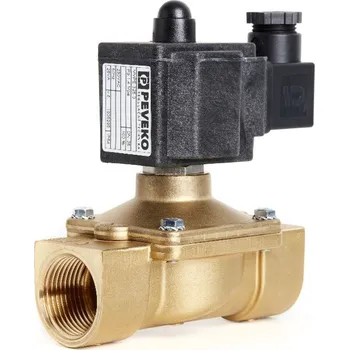 Ventil PEVEKO MVPE | Dvoucestný elektromagnetický ventil, přímo ovládaný, mosaz, 14 bar, NC, 26 VA Dimenze (DN) - připojení: DN 15 - 1/2" Rp, Napájecí napětí: 12 VAC, Těsnění/teploty média: EPDM/0 °C až +140 °C