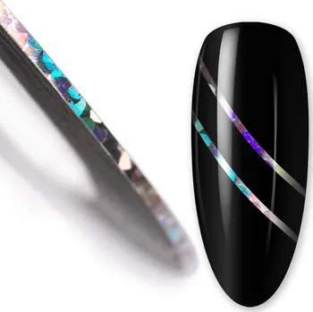 Umělé nehty Samolepící zdobicí páska na nehty, 1mm - STŘÍBRNÁ LASER 07 (Lepicí páska pro zdobení nehtů, stříbrná)