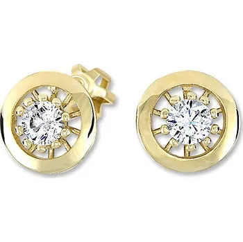 Náušnice Brilio Zlaté kulaté náušnice s čirými krystaly 236 001 01044 + 2 měsíce na vrácení zboží