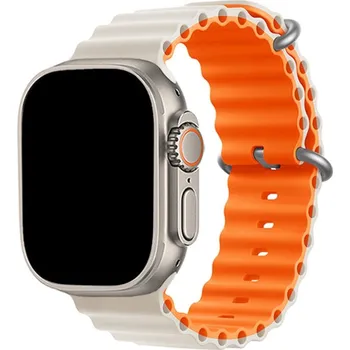 Příslušenství k chytrým hodinkám eses Oceánský silikonový vroubkovaný řemínek pro Apple Watch 38mm/40mm/41mm/42mm Barva: bílá - oranžová