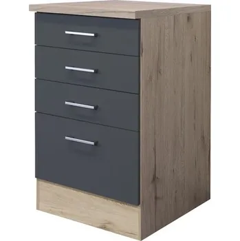 Kuchyňská skříňka Kuchyňská skříňka spodní se šuplíky Flex Well Tiago čedičová šedá 50x85x60 cm se 4 zásuvkami
