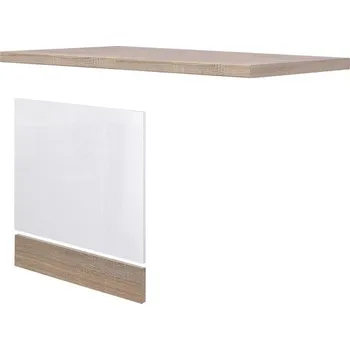 Kuchyňská skříňka Set krytu na částečně vestavnou myčku Flex Well Valero vč. pracovní desky a soklové lišty bílá vysoce lesklá