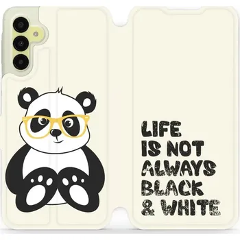 Pouzdro na mobilní telefon Flipové pouzdro Mobiwear - Samsung Galaxy A15 / A15 5G - M041S Panda - life is not (Knížkové flip pouzdro, obal, kryt na mobil Samsung Galaxy A15 / A15 5G - M041S Panda - life is not, materiál Umělá kůže + TPU - ochrana 360°, stojánek, silikonová vanička,