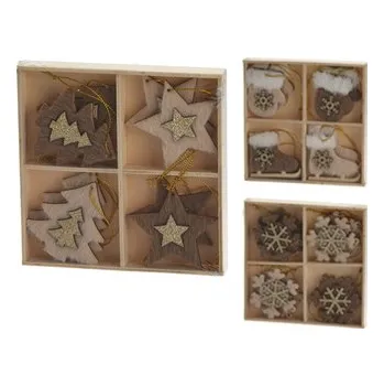 Vánoční dekorace Dekorace vánoční k zavěšení dřevěná - sada 8ks mix