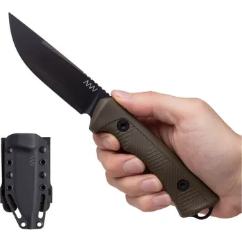 lovecký nůž ANV Knives nůž ANV-P200 Ceracote černá,GRNPU olivová,černý Kydex