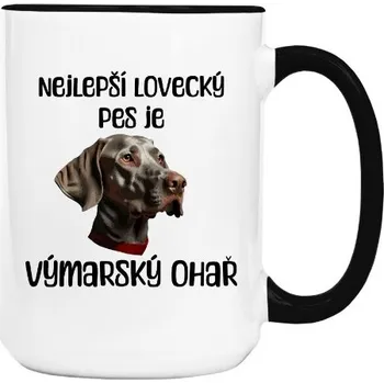 Hrnek velký barevný s potiskem Nejlepší lovecký pes - Výmarský Ohař hrnek