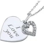Silvego Stříbrný náhrdelník s přívěskem srdíčka "I love you" ZT131008NW + 2 měsíce na vrácení zboží