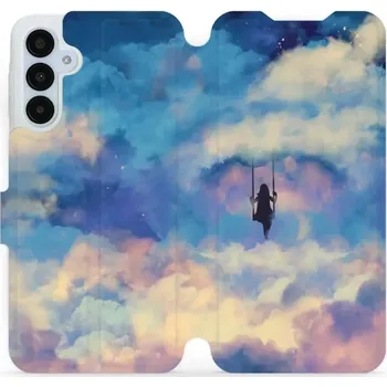 Pouzdro na mobilní telefon Flipové pouzdro Mobiwear - Samsung Galaxy A25 5G - MR09S Dívka na houpačce v oblacích (Knížkové flip pouzdro, obal, kryt na mobil Samsung Galaxy A25 5G - MR09S Dívka na houpačce v oblacích, materiál Umělá kůže + TPU - ochrana 360°, stojánek, silikonová)