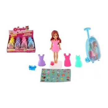 Panenka Panenka s doplňky plast 9cm 4 barvy v plastovém kufříku 7,5x13cm