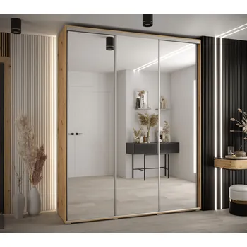 Šatní skříň Šatní skříň Cannes 2 - hloubka 60 cm Barva korpusu: Černá, Rozměry: 100 cm, Dveře: Zrcadlo